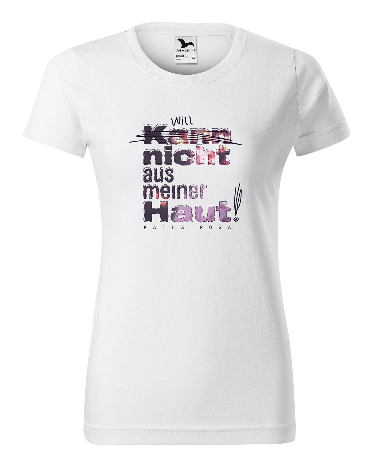 Kann nicht aus meiner Haut T-Shirt tailliert weiß, Vorderseite