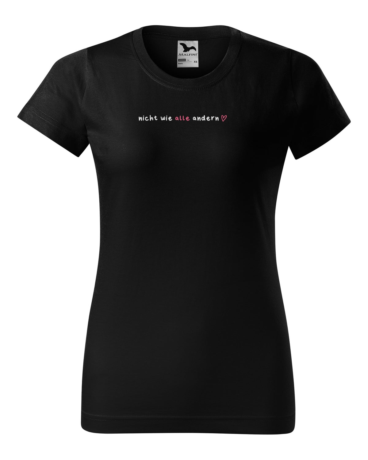 Blumenpaar T-Shirt tailliert schwarz – Vorderseite
