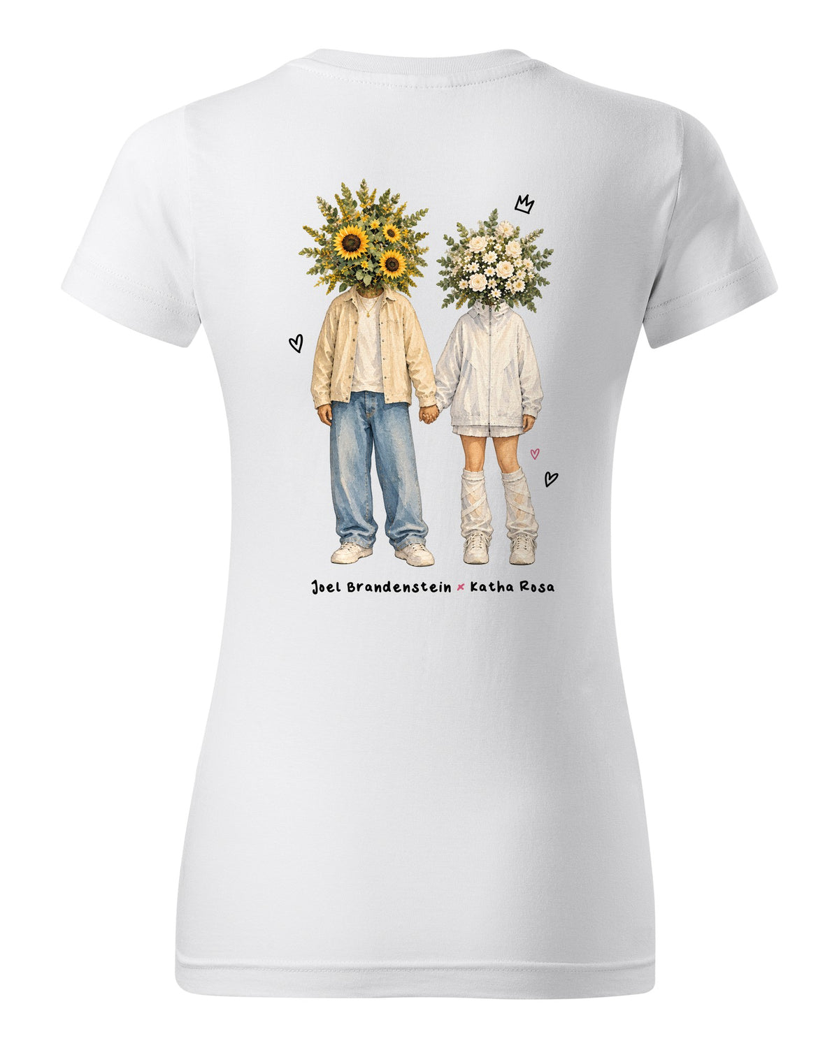 Blumenpaar T-Shirt tailliert weiß – Rückseite