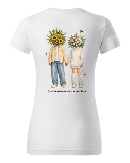 Blumenpaar T-Shirt tailliert weiß – Rückseite