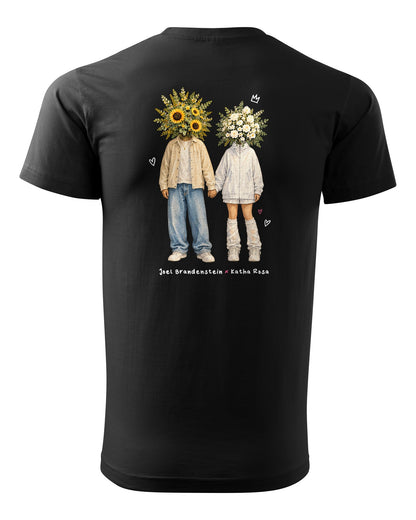 Blumenpaar T-Shirt Unisex schwarz – Rückseite