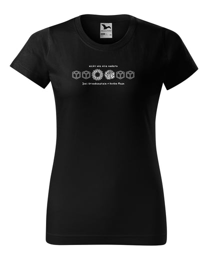 Nicht wie alle andern Icons T-Shirt tailliert schwarz – Vorderseite