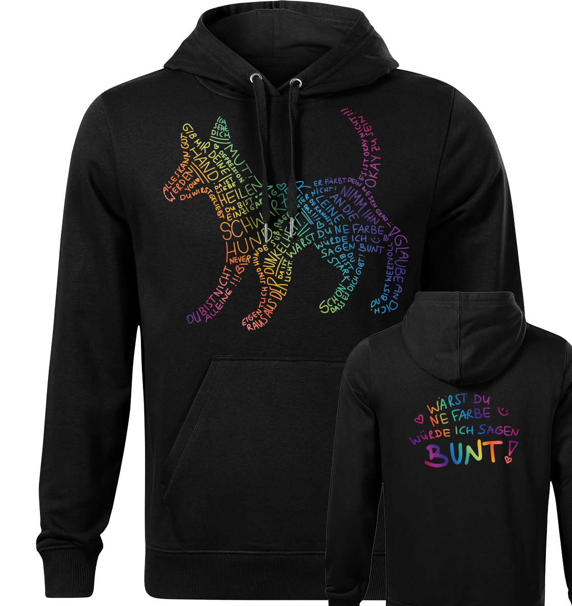 Schwarzer Hund - Bunt - Hoodie